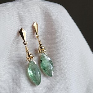 Green Kyanite Gold Earrings, 14K Kyanite Earrings, Green Gemstone Earrings,Marquise Gemstone Earrings,Marquise Studs Earrings,Kyanite Studs image 6
