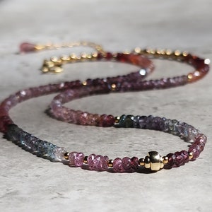 Natural Multicolour Spinel Beaded Necklace Multi Spinel Necklace MultiGemstone Necklace Gold Spinel Jewellery Rainbow Gemstone Necklace image 11