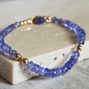 Naturligt tanzanitarmband Tanzanitpärlarmband Tanzanit 14K armband Lila ädelstenshalsband Fint tanzanitguldsmycken för henne bild 3