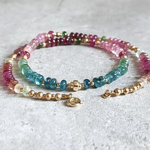 Turmalin Bead Halskette Regenbogen-Turmalin Halskette Blauer Turmalin Halskette Mixed Stone Choker Turmalin Halskette Turmalin Schmuck