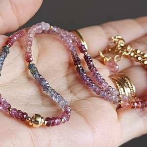 Natural Multicolour Spinel Beaded Necklace Multi Spinel Necklace MultiGemstone Necklace Gold Spinel Jewellery Rainbow Gemstone Necklace image 4