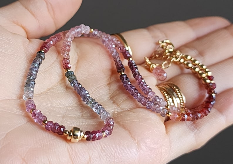 Natural Multicolour Spinel Beaded Necklace Multi Spinel Necklace MultiGemstone Necklace Gold Spinel Jewellery Rainbow Gemstone Necklace image 4