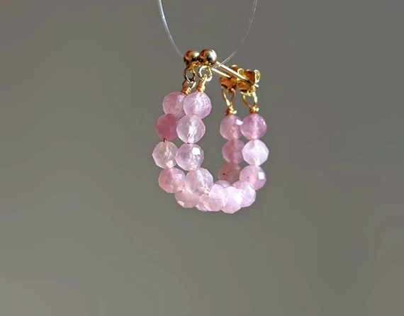 Gold Rose Quartz Earrings Rose Quartz Stud Earrings Quartz Earrings Quartz Jewellery Pink Quartz Earrings Pink Quartz Hoops For her