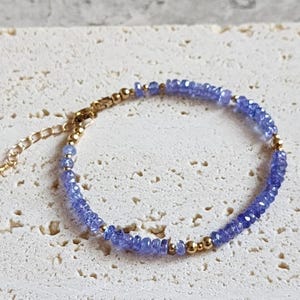 Naturligt tanzanitarmband Tanzanitpärlarmband Tanzanit 14K armband Lila ädelstenshalsband Fint tanzanitguldsmycken för henne bild 10