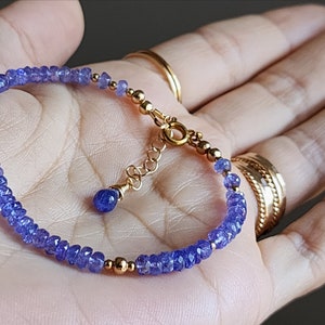 Naturligt tanzanitarmband Tanzanitpärlarmband Tanzanit 14K armband Lila ädelstenshalsband Fint tanzanitguldsmycken för henne bild 4