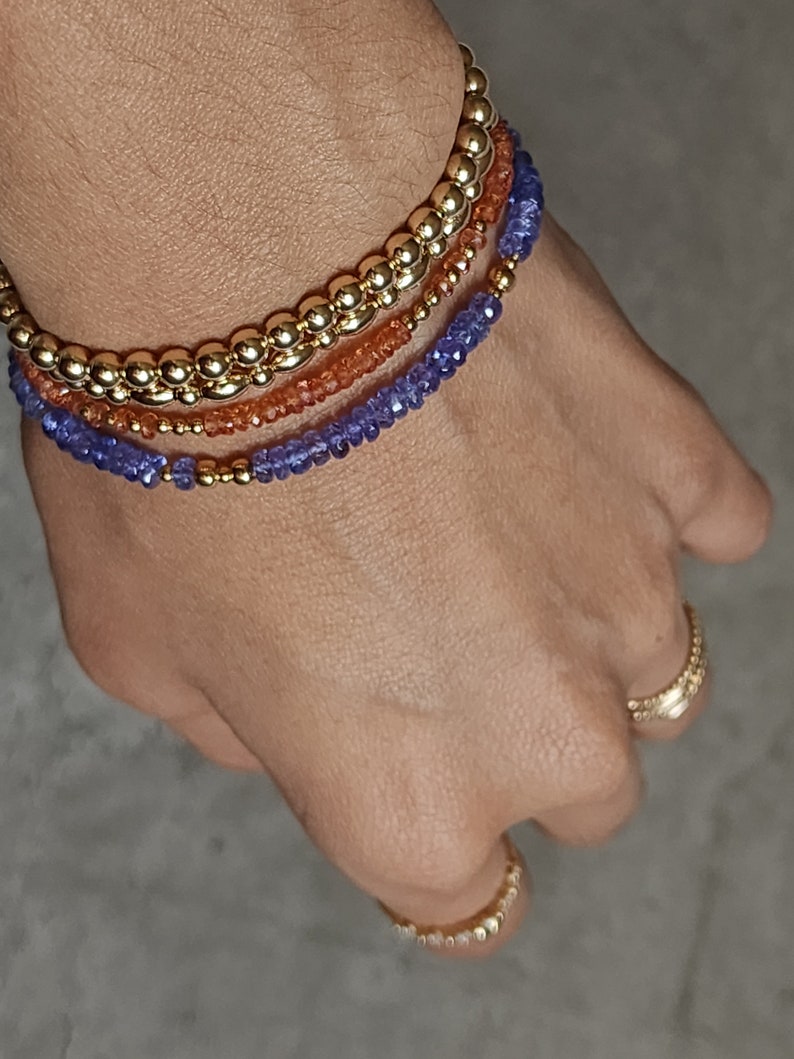 Naturligt tanzanitarmband Tanzanitpärlarmband Tanzanit 14K armband Lila ädelstenshalsband Fint tanzanitguldsmycken för henne bild 6
