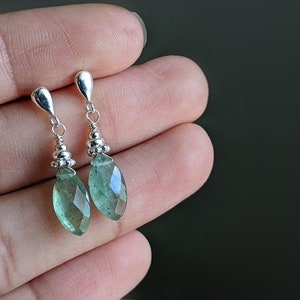 Green Kyanite Gold Earrings, 14K Kyanite Earrings, Green Gemstone Earrings,Marquise Gemstone Earrings,Marquise Studs Earrings,Kyanite Studs image 9