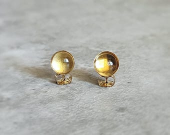 Kolczyki z naturalnym cytrynem Kolczyki z cytrynem Złote kolczyki z cytrynem Kolczyki z kaboszonem Cytryn w kolorze żółtym Minimalistyczne kolczyki 14K