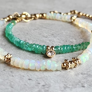 14K Emerald Bracelet Emerald Beaded Bracelet Natural Emerald Bracelet Colombian Emerald Bracelet Emerald Jewellery Green Emerald Bracelet