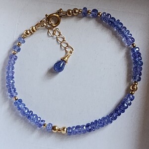 Naturligt tanzanitarmband Tanzanitpärlarmband Tanzanit 14K armband Lila ädelstenshalsband Fint tanzanitguldsmycken för henne bild 5