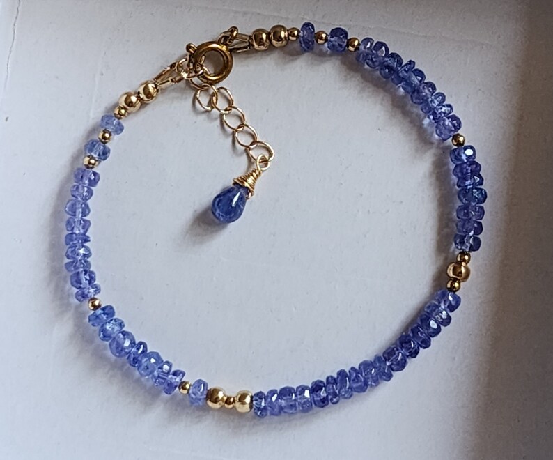Naturligt tanzanitarmband Tanzanitpärlarmband Tanzanit 14K armband Lila ädelstenshalsband Fint tanzanitguldsmycken för henne bild 5