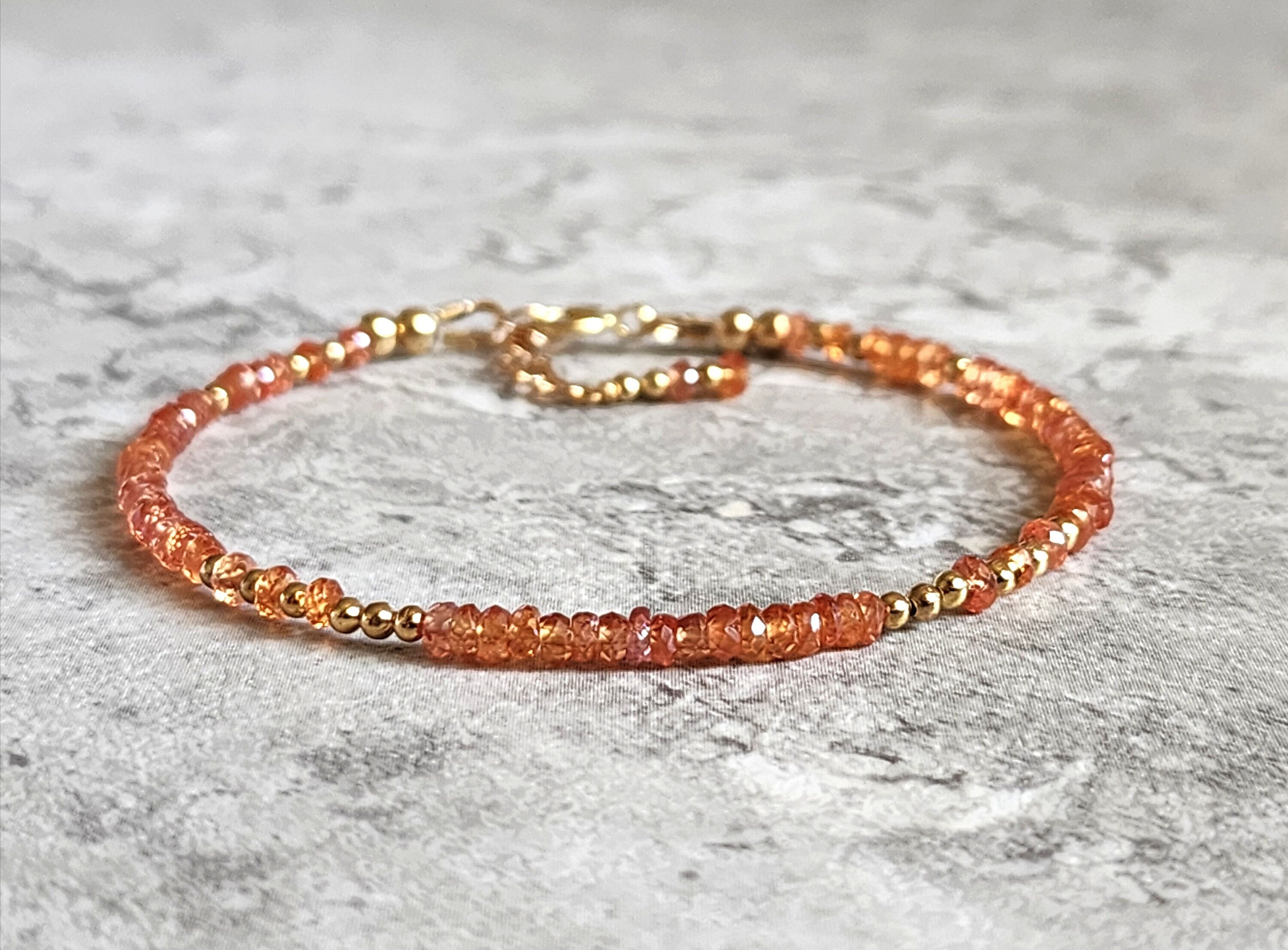 Natural Sapphire Bracelet Orange Sapphire Beaded Bracelet Padparadscha Sapphire Bracelet Sapphire Bracelet 14K Gold Sapphire Bead Bracelet Etsy Canada