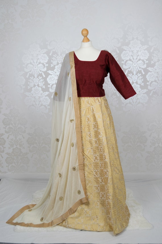 Brocade Golden Lehenga Skirt With Silk 