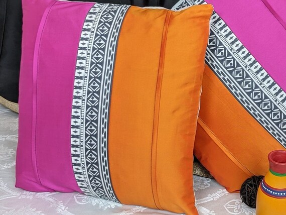 orange silk pillows
