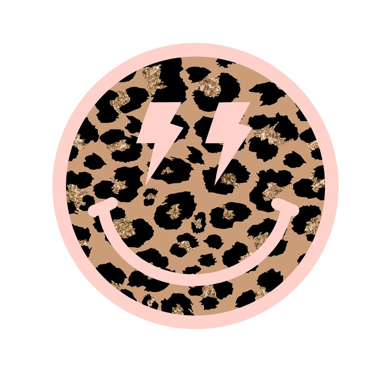 Leopard Smiley Face Design Lightning Bolt Eyes Leopard - Etsy Denmark