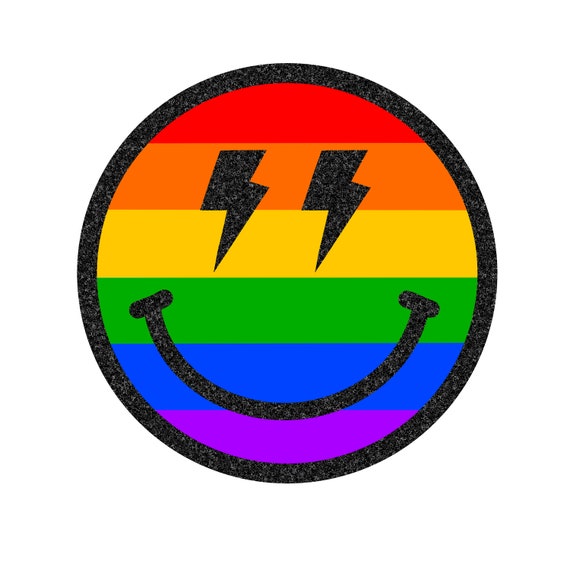 Rainbow Smiley Face Design Lightning Bolt Eyes Rainbow Etsy Ireland