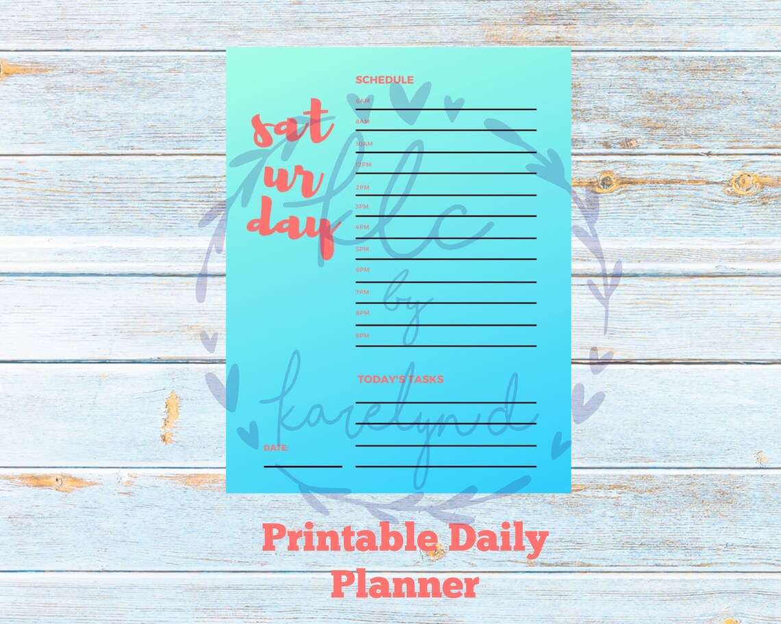 Printable Daily Planner Day Planner Printable Download Etsy