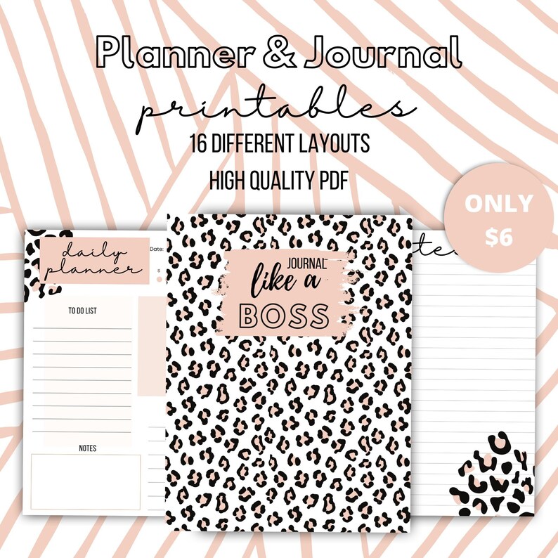 Leopard Printable Planner and Journal Customizable Journal to Etsy