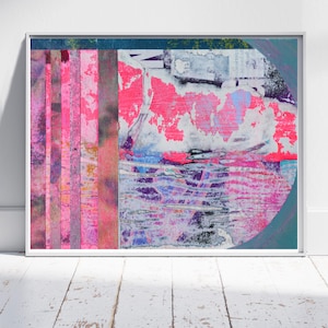 Not Far From Some Place Like Home, Giclée Print - Abstract Pink & Blue Layered Art Print - Modern Contemporary Wall Art, Textured Wall Art