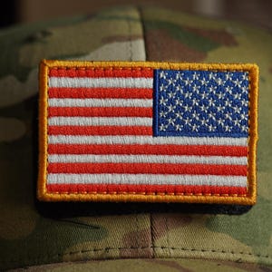 Parche con la bandera de EE. UU. / Bordado táctico con cierre de velcro / Equipo para mochilas militares