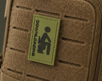 Funny Morale Patch, Downloading Toilet PVC Badge, 6 cm Hook Backing