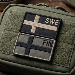 Sweden Finland Flag Morale Patch, Hook Backing