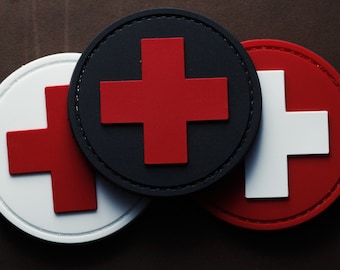 MED PVC Morale Patch | Tactical Medic Cross Patch | First Aid Medical | Hook Backing