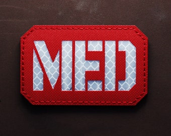 Morale Patch MED Reflective | Laser Cut Tactical Badge | Hook Backing
