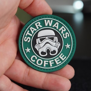 Coffee PVC Morale Patch | Galactic Trooper Tactical Patch | Hook Backing