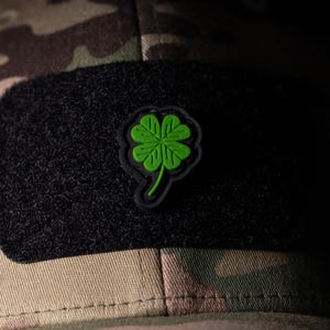 PVC Tactical Morale Patch Four Leaf Clover – Lucky Mini Patch with Hook & Loop Backing