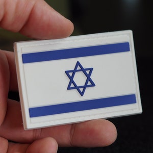 Naszywka z PVC z flagą Izraela, taktyczna naszywka morale – z zapięciem na rzep