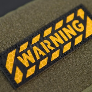Reflektierender Aufnäher Achtung | Laser Cut taktischer Aufnäher | Klettverschluss