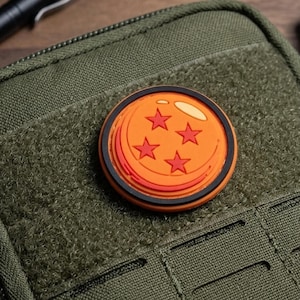 Four Star Ball Morale Patch, orangefarbener Mini-PVC-Aufnäher mit Klettverschluss