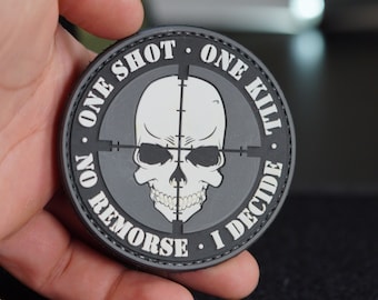 Patch PVC | One Shot Skull Tactical Morale Patch – Hook Backing