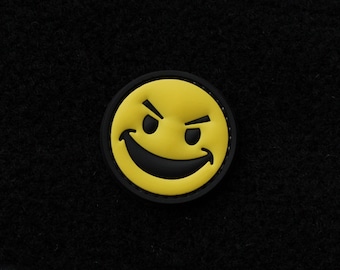 Evil Smile PVC Moral Patch | Taktisk utrustningslapp | Krokbaksida