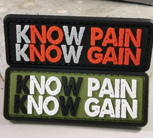 Patchs PVC "No Pain No Gain" Lot De 2 - 6x3,5 Cm, Crochet Boucle, Pour Sacs Et Vestes | Patch Motivation Sport