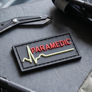 Paramedic PVC Patch, Medical Morale Patch with Hook Backing