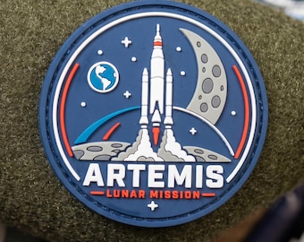 Space Moral Aufnäher | Artemis Lunar Mission Aufnäher | Rakete Taktisches Emblem | Klettverschluss
