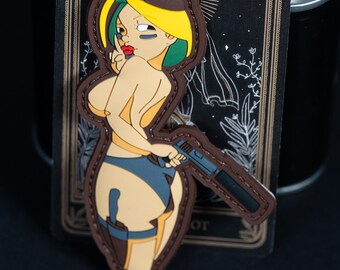 PVC Morale Patch, Tactical Pin Up Girl, Hook Backing