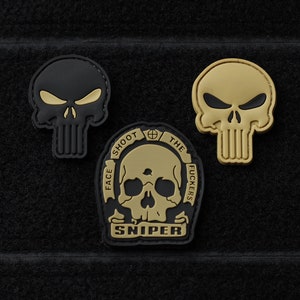 Toppa tattica in PVC con teschio e cecchino – Chiusura con velcro