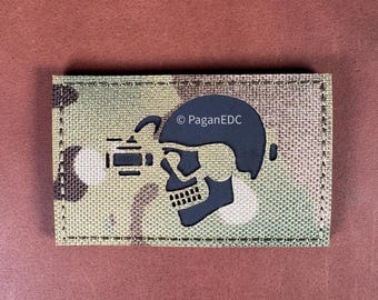 Parche reflectante con calavera de operador / Casco NVG / Cierre de velcro