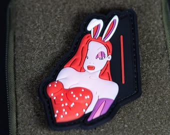 PVC Morale Patch, Bunny Girl Pin Up, Hook Backing