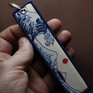 Bestickter Schlüsselanhänger Welle | Gewebte Schlüsselanhänger | Japanischer Stil | EDC Schlüsselanhänger