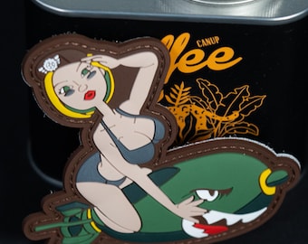 PVC Morale Patch, Pin Up Bomb Girl, 3D Hook Backing