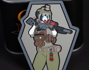 PVC Morale Patch, Anime Tactical Girl Rifle Design, Hook Backing