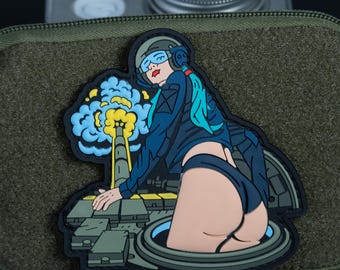 PVC Morale Patch, Tactical Pin Up Girl Explosion, Hook Backing