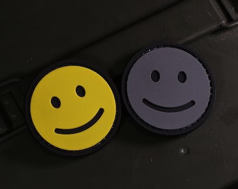 Parche moral de PVC con sonrisa / Accesorio para equipo táctico / Parte posterior con velcro