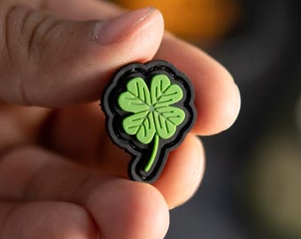 Four Leaf Clover Morale Patch, Lucky Mini PVC Badge with Hook Backing