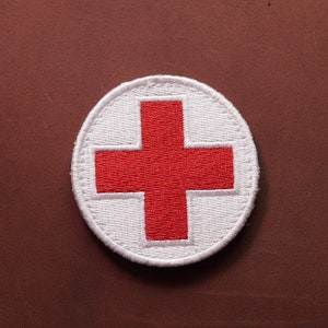 Medic Cross Embroidered Patch | First Aid Tactical Morale Patch | Hook Backing