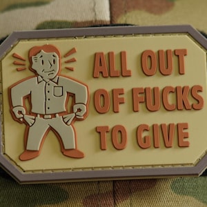 Sarkastisk moralpatch "All Out of F's" | Rolig taktisk krokbaksida i PVC